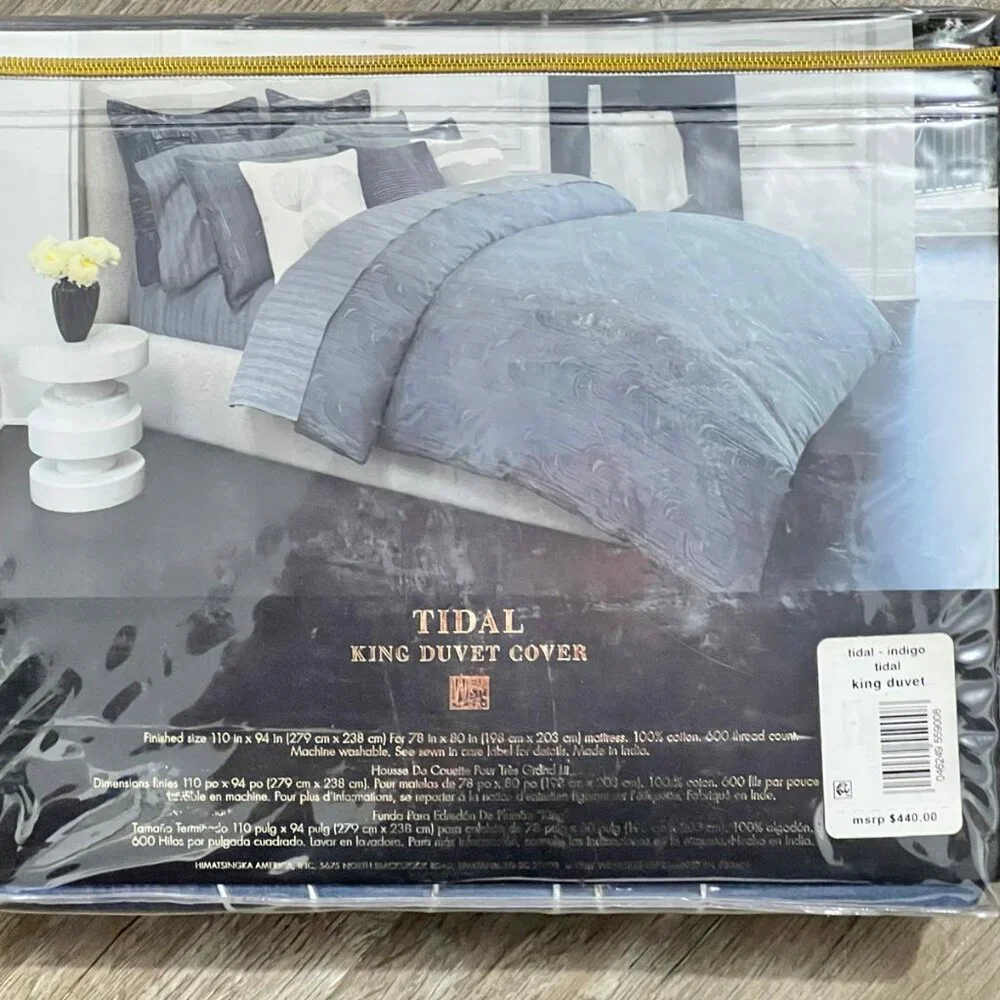 $690 KING Duvet 3pcs Kelly Wearstler ( duvet +2 sham ) 100% Cotton Tidal Indigo